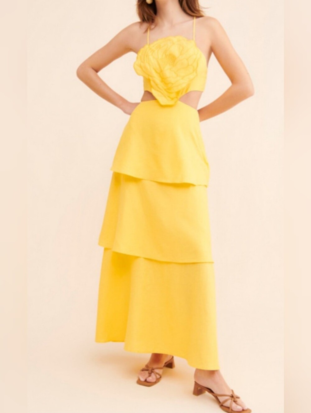 Farm Rio Linen Blend Maxi Dress. Halter
